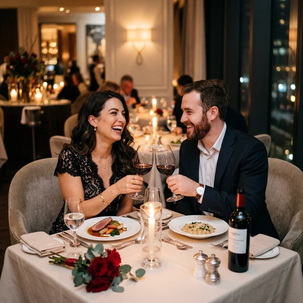 Guests enjoying a romantic dinner